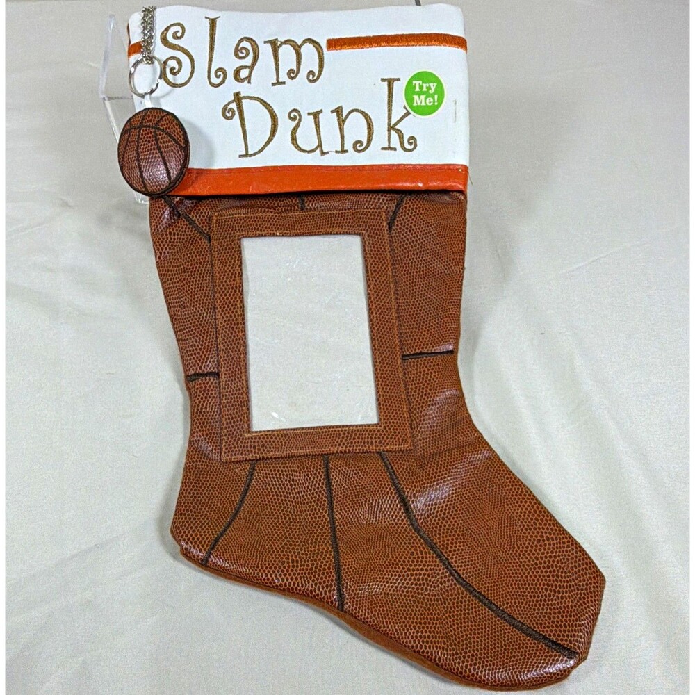 Musical Basketball Christmas Stocking - Faux Leather and Photo Frame - TESTED!